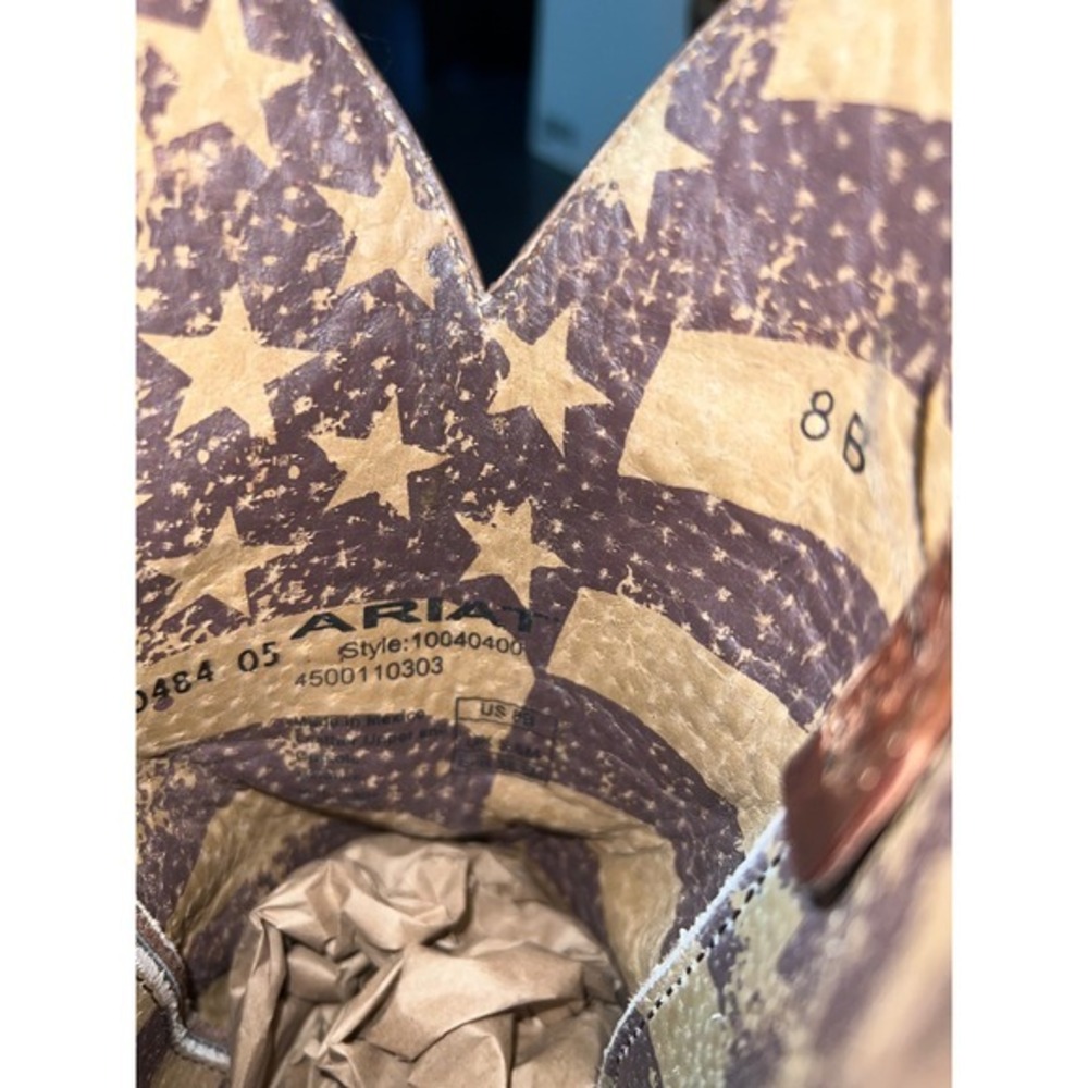 Ariat Circuit Patriot Brown White American Flag Western Boots Womens 8B - Picture 8 of 9